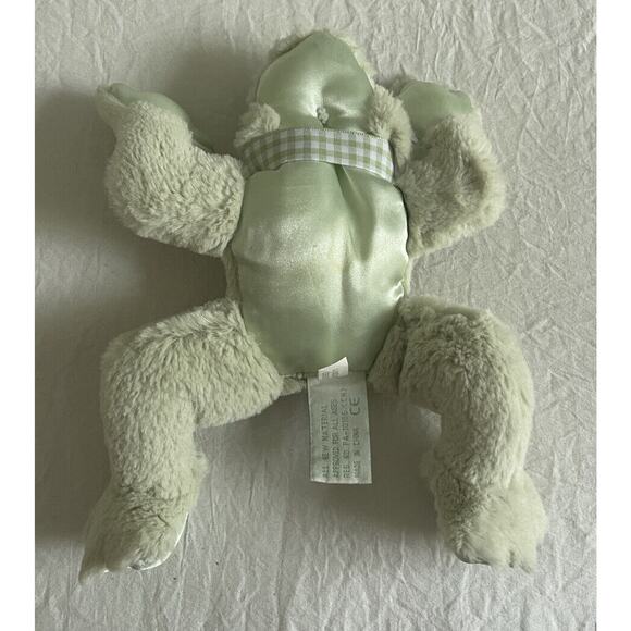 Bearington Baby Collection RIBBIT Plush Mint Green FROG Rattle Lovey Toy,Gingham - Picture 7 of 10